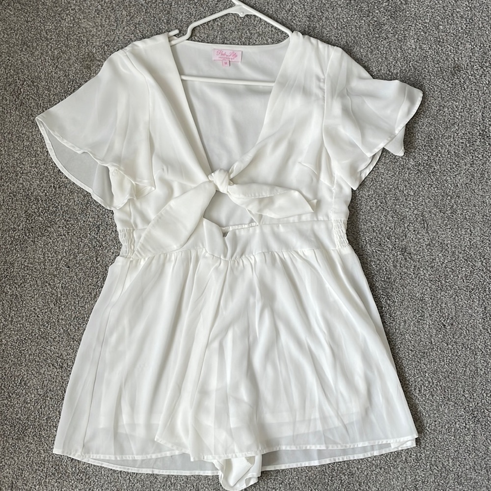 White Pink Lilly Romper size medium